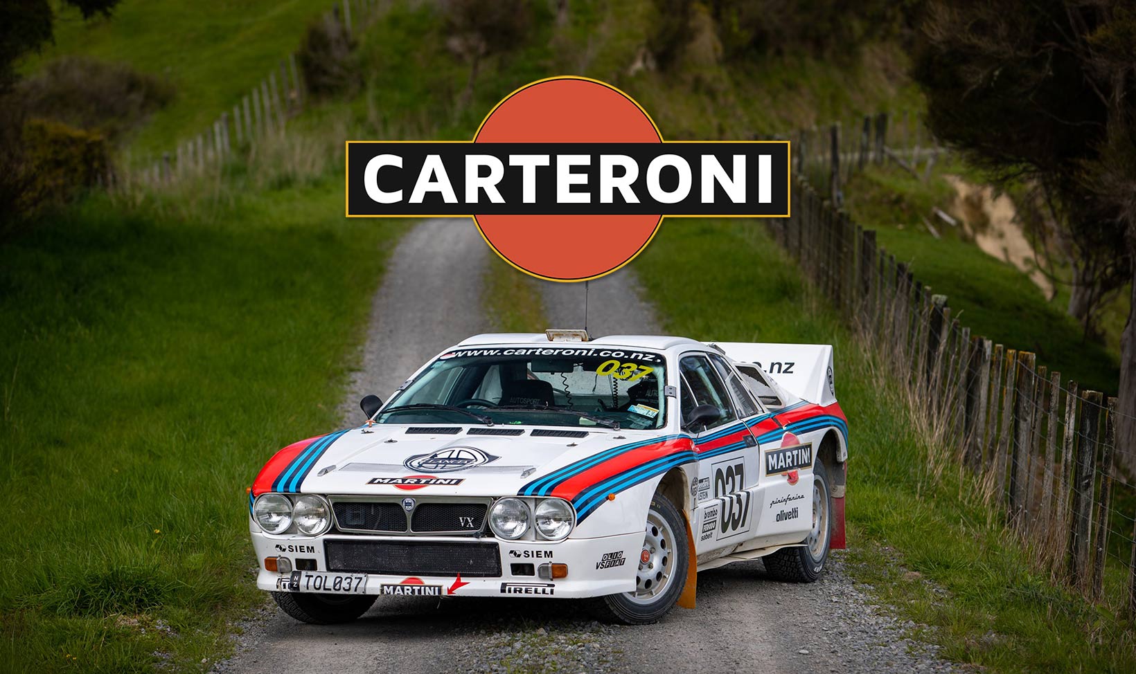 Carteroni Lancia Rally 037 re-creation photographed at speed